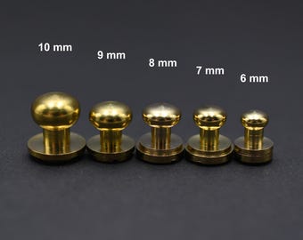 SILMEN Quality Solid Brass Sam Browne Stud Screw Rivets Decoration 10 pcs for Leathercraft, DIY, Leatherwork Hardware, Handcraft, etc