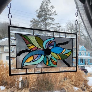 ARTISTICALLY FLORAL Stained Glass Window Panel(Signed and Dated)