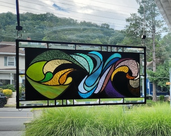FREE FORM Stained Glass Window Panel (Signed and Dated)