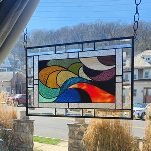 WINDBLOWN** Stained Glass Window Panel (Signed and Dated) image 12