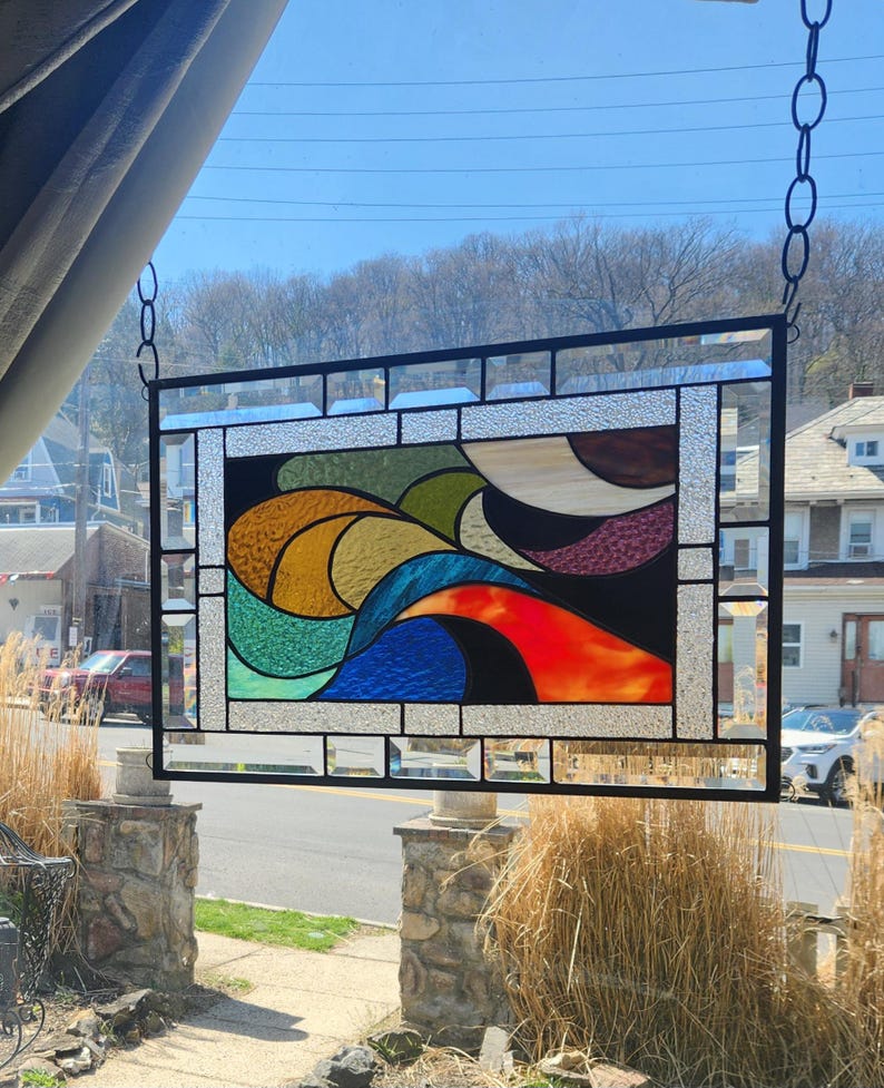 WINDBLOWN** Stained Glass Window Panel (Signed and Dated) image 12