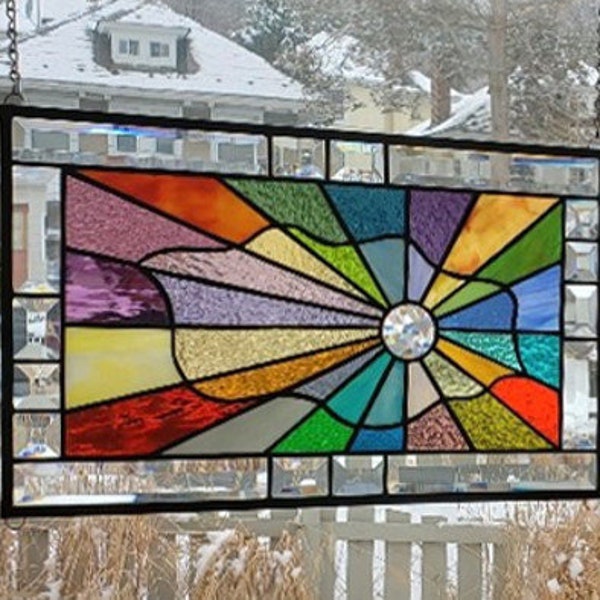 RADIANT PRISMS Stained Glass Window Panel (Signed and Dated)