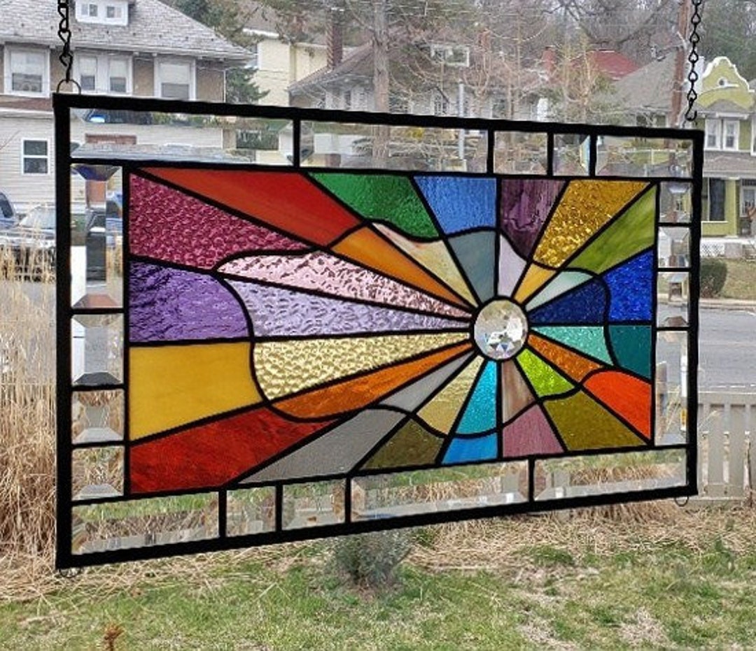 RADIANT PRISMS Stained Glass Window Panel signed and Dated Etsy