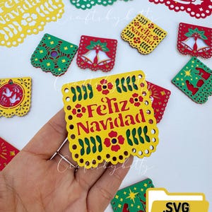 Papel Picado SVG-bundel, Papel Picado Navideño digitale bestanden, Papel Picado, Christmas Crafts, kerstmis svg, geboorte, kaarsen, ornament