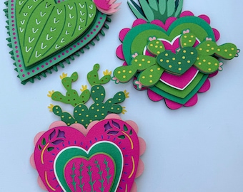 Mexican Sacred Heart SVG (Cactus inspired) : Valentines Day Digital Files (SVG, .STUDIO)