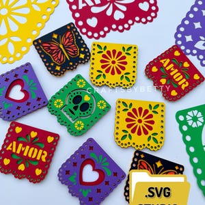 Papel Picado SVG-bundel, Papel Picado digitale bestanden, Dia de Los Muertos Papel Picado, Day of the Dead Crafts