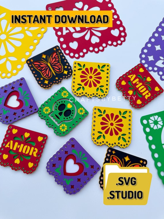 Papel Picado SVG Bundle: Dia de Los Muertos Designs (Digital Files)