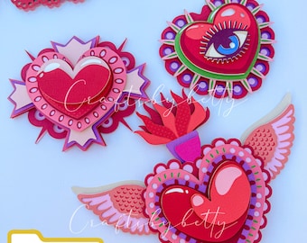 Mexican Sacred Heart SVG: Valentines Day Digital Files (SVG, .STUDIO)