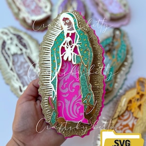 Virgen de Guadalupe SVG en capas, SVG católico, archivo de corte Virgen María, Cricut SVG, archivo digital de Nuestra Señora de Guadalupe