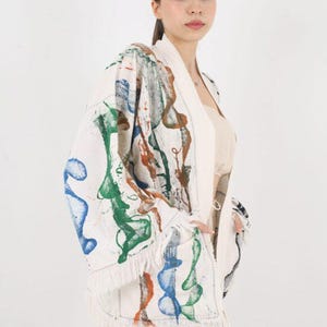 Kimono Jacket, Boho Kimono, Bridesmaid Robe, Dressing Gown, Kimono for Women, Beach Kimono, Vintage Kimono, Handpainted Kimono, Gift for her