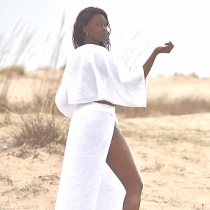 Slit Skirt Set, Maxi High Skirt, Boho Swimsuit Cover-up, Cotton Top Set, Hippie, Two Piece Set, Rave, Beach Boho, Goddess Dress, İbiza dress