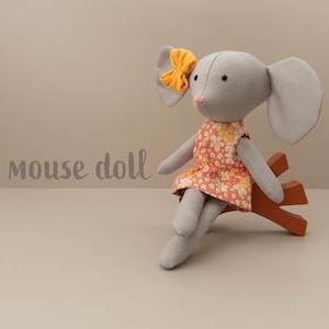 Handmade Stuffed Mouse Doll: Cotton Plush Baby Sleeping Buddy