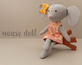Handmade Stuffed Mouse Doll: Cotton Plush Baby Sleeping Buddy