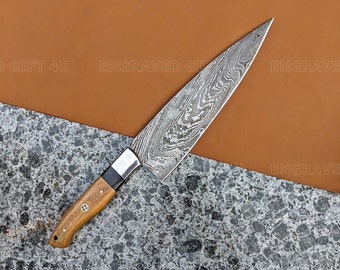 Kitchen Chef Knife , Damascus Steel Chef Knife , Forged Chef Knife ,Birthday Gifts , Gift for Him Anniversary gifts Thanksgiving Gifts