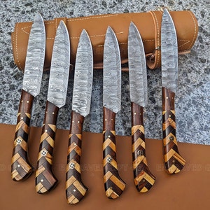 Steak Knives Set Damascus Steel Blades Unique Handle BBQ Steak Knives Anniversary Gifts Birthday Gifts Groomsman Gifts Thanksgiving Gifts