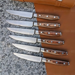 Steak Knives Set Handmade Steak Knives Set Serrated Edge Steak Knives Anniversary Gifts Birthday Gift Unisex Gift Thanksgiving Gifts