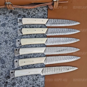 Damascus Steel Steak Knives Set Kitchen Table Knives Resin Handle Anniversary Gifts For Hubby Birthday Gifts Thanksgiving Gifts Christmas