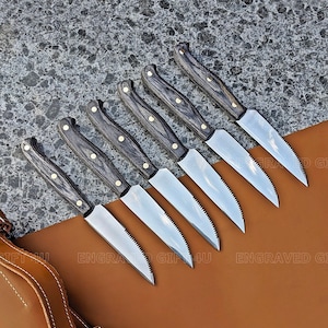 Personalized Steak knives Set Custom Engraved Dinnerware Wedding Gift for Him Boyfriend Her Mom Women Cooking Thanksgiving Gifts