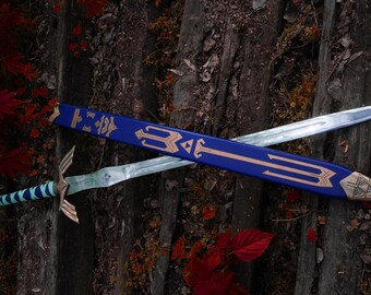 Zelda Skyward Sword: Handsmidet Blått Mästarsvärd med Slida
