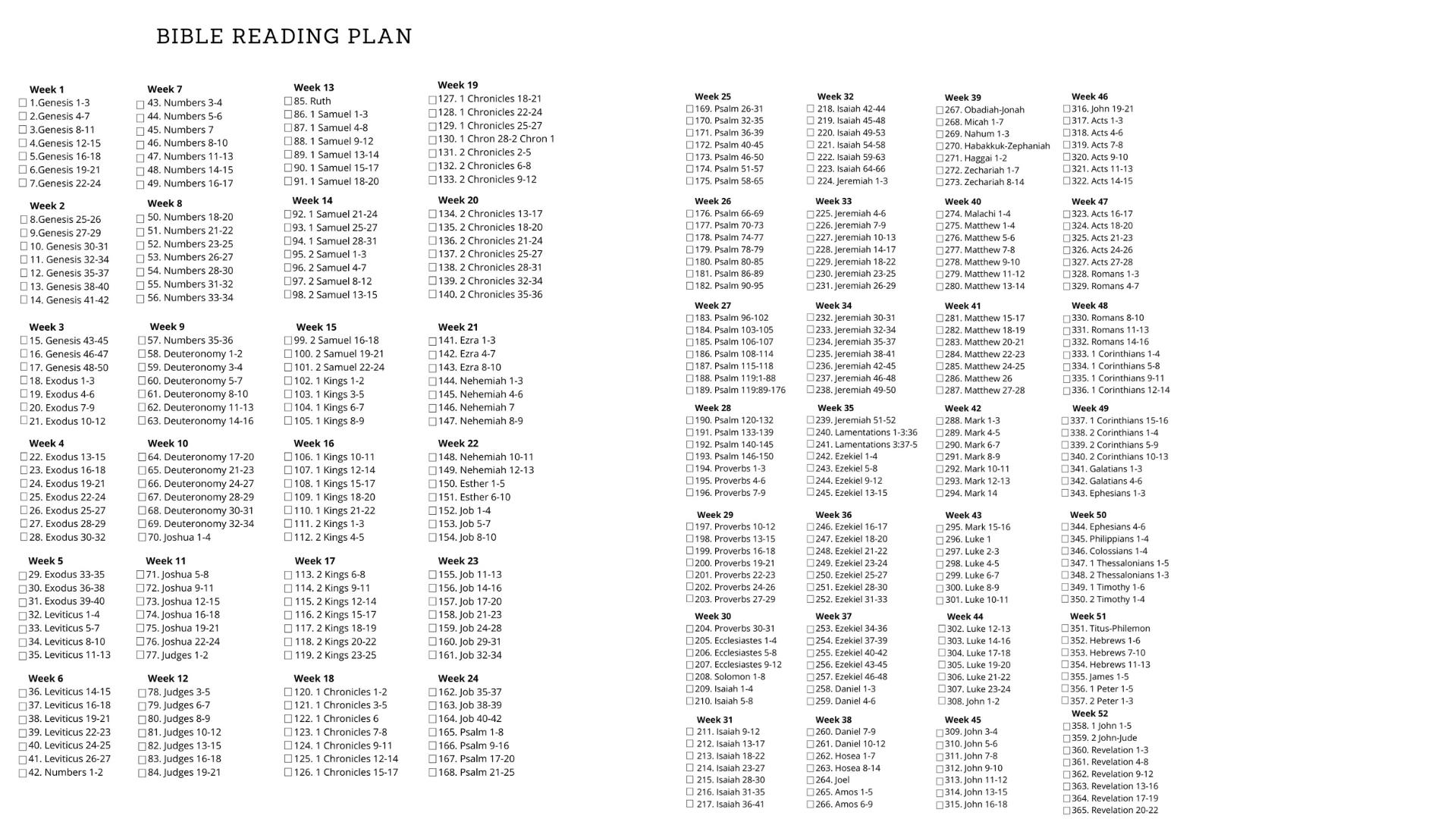 Chronological Bible Reading Tracker | Read the Bible in a Year | Bible ...