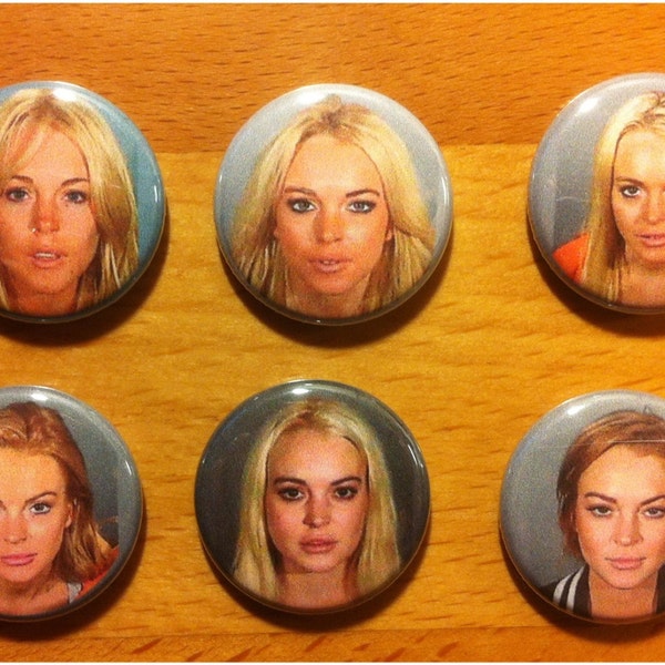 lindsay lohan mugshot refrigerator magnets. complete set of six.  with extra special bonus.