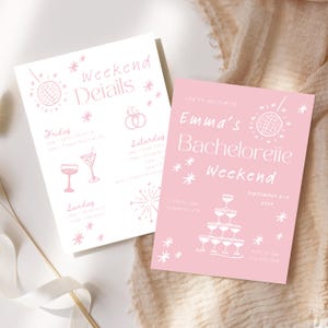 Bachelorette Weekend Invitation and Itinerary, Hand Drawn Scribble Invite, Printable and Digital Custom Editable Canva Template
