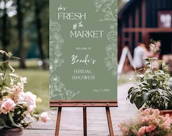 Fresh Off the Market Bridal Shower Sign, Editable Canva Template (Digital Download)