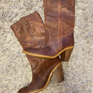 Vintage leren cowboylaarzen dames