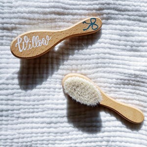 Handpainted Wooden Baby Brush with Bow