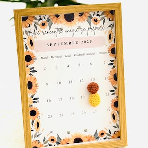 Cadre Annonce de Grossesse -Calendrier, bébé en Crochet "Un moment unique se prépare", Cadeau Original Future Maman Annonce Grossesse Unique