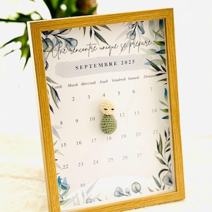 Cadre Annonce de Grossesse -Calendrier, bébé en Crochet "Un moment unique se prépare", Cadeau Original Future Maman Annonce Grossesse Unique