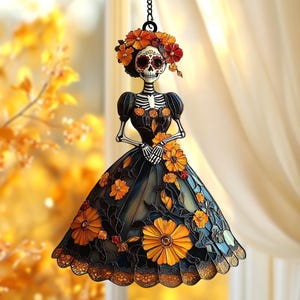 Da De Los Muertos Day Of The Dead Sugar Skull Key Fob Back - Etsy - Foto 6