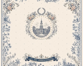 Semiquincentennial Mahjong Mat – Independence Hall Patriotic Game Table Cover