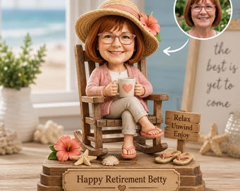 Personalized Retirement Bobblehead Figurine, Beach Theme Decor Keepsake