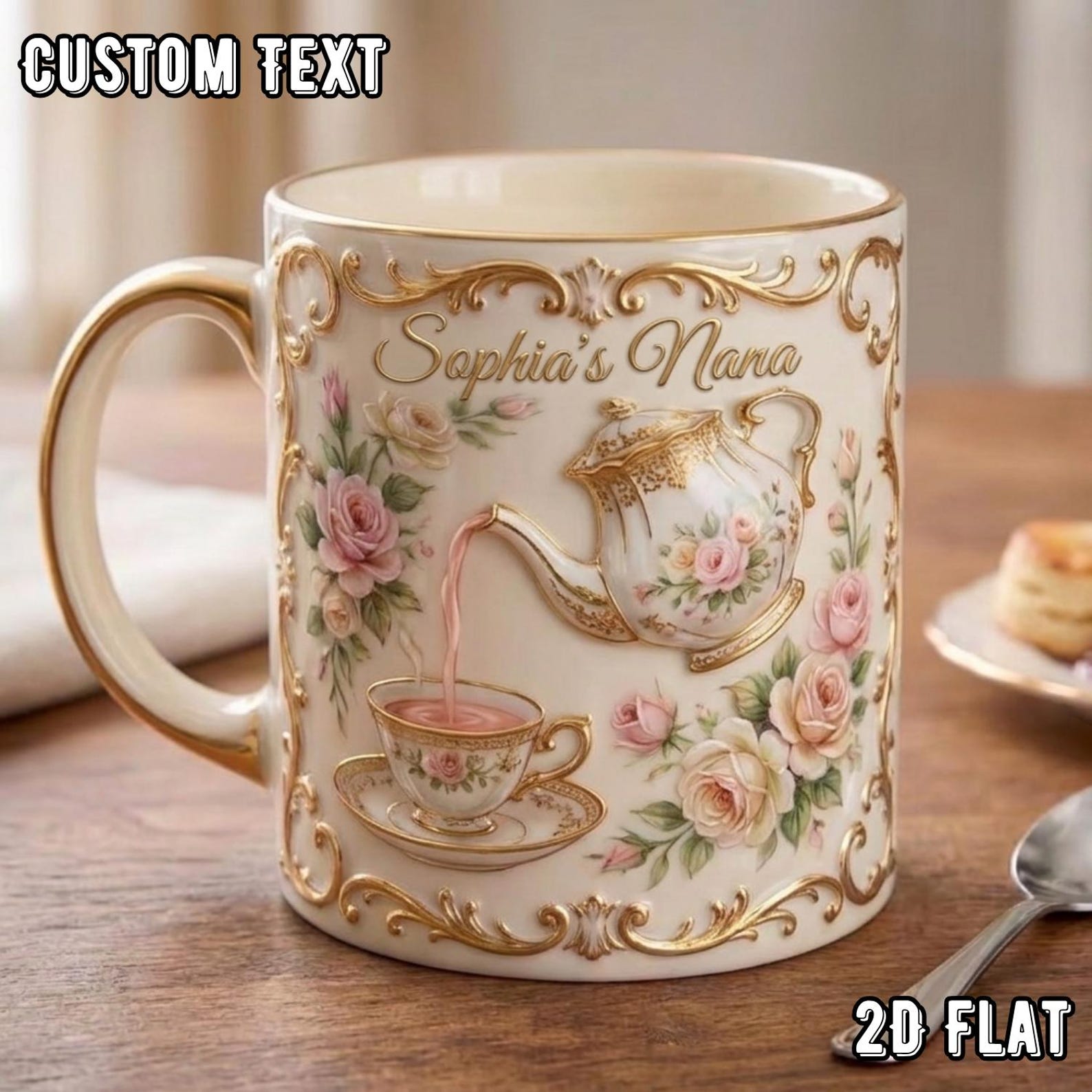 Personalized Floral Tea Mug