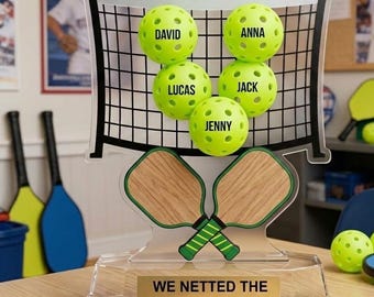 Decoración personalizada para pickleball, recuerdo acrílico con nombre familiar personalizado, regalo para el Día de la Madre.