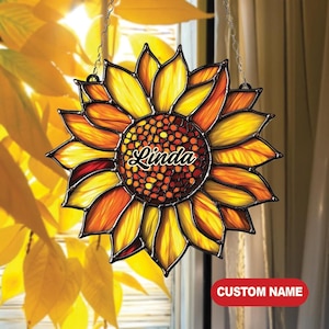 Acryl Sonnenblume Suncatcher, Faux Buntglas Fensterbehang