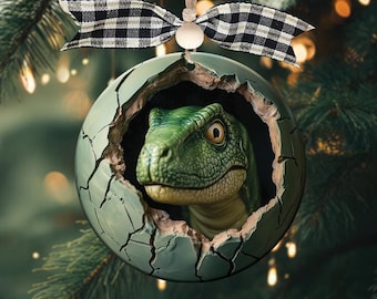 Kerstornament, schattig dinosauruskerstornament 2026, gepersonaliseerd T-Rex-ornament voor jongens, kerstcadeau voor dinosaurusliefhebbers