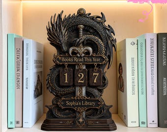 Personalized Dragon Reading Tracker | Fantasy Gothic Library Decor