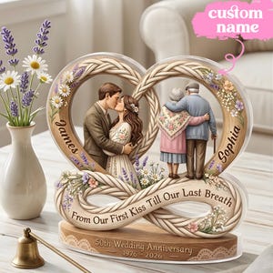 50th Anniversary Couple Keepsake, Personalized Infinity Love Story Decor