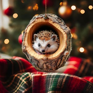 3D Relief Acrylic Hedgehog Ornament, Christmas Tree Decoration (5 Sizes)