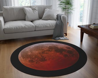 Blood Moon Lunar Eclipse Round Rug