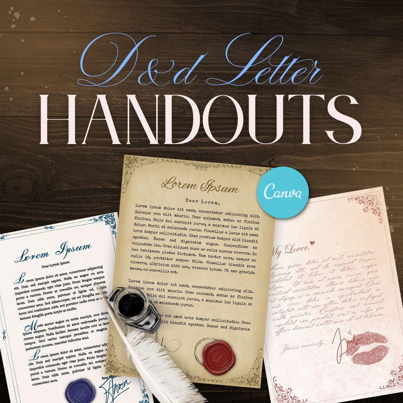 May include: Three printable letter templates with a vintage aesthetic. The templates feature a handwritten font, decorative borders, and wax seals. The text on the templates reads "Lorem Ipsum" and "My Lover".