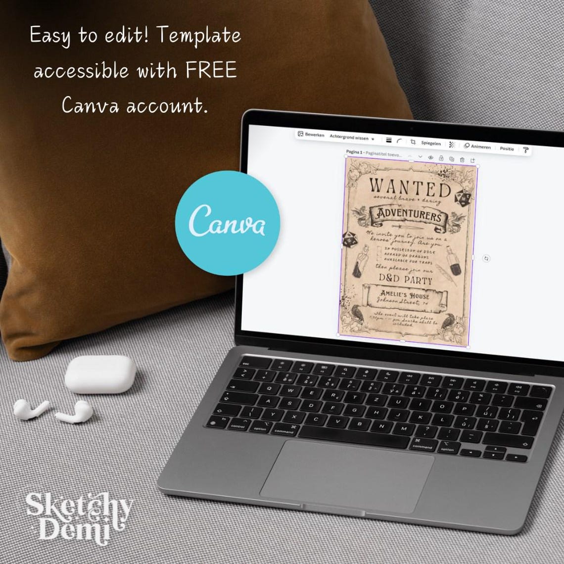 Dnd Invitation Template, Canva, Dnd Game Invitation, Editable Canva