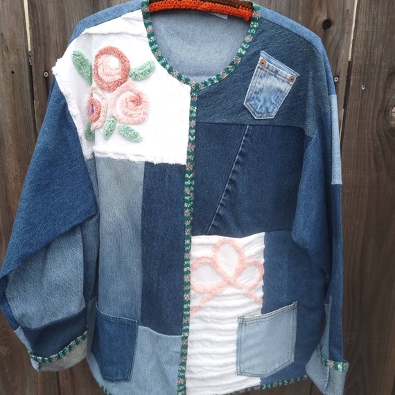 Patchwork Denim Jacket Handmade Original Recycled Women's | Etsy