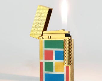 Mosaic Lighter | Gold Brass Lighter | Flame Lighter |  Windproof Lighters | Classic Lighter | Gift for Men.