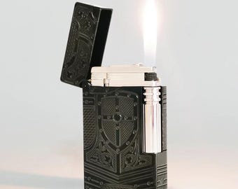 Encendedor de lujo Knight Shield / Encendedor de latón dorado / Encendedor de sonido fuerte / Encendedores de latón vintage / Encendedor clásico / Regalo para hombres.