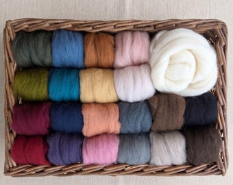 Large Merino Wool Roving Set – 20 Colors Needle Felting Supplies, Ukrainian Wool Kit for Beginners, Craft Gift for Adults