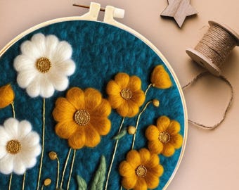 DIY Needle Felting Kit Beginner Craft Kits for Adults. Easter Set Gerberas. DIY Starter Kit - Gift for Crafters Wool felting flowers set Mom