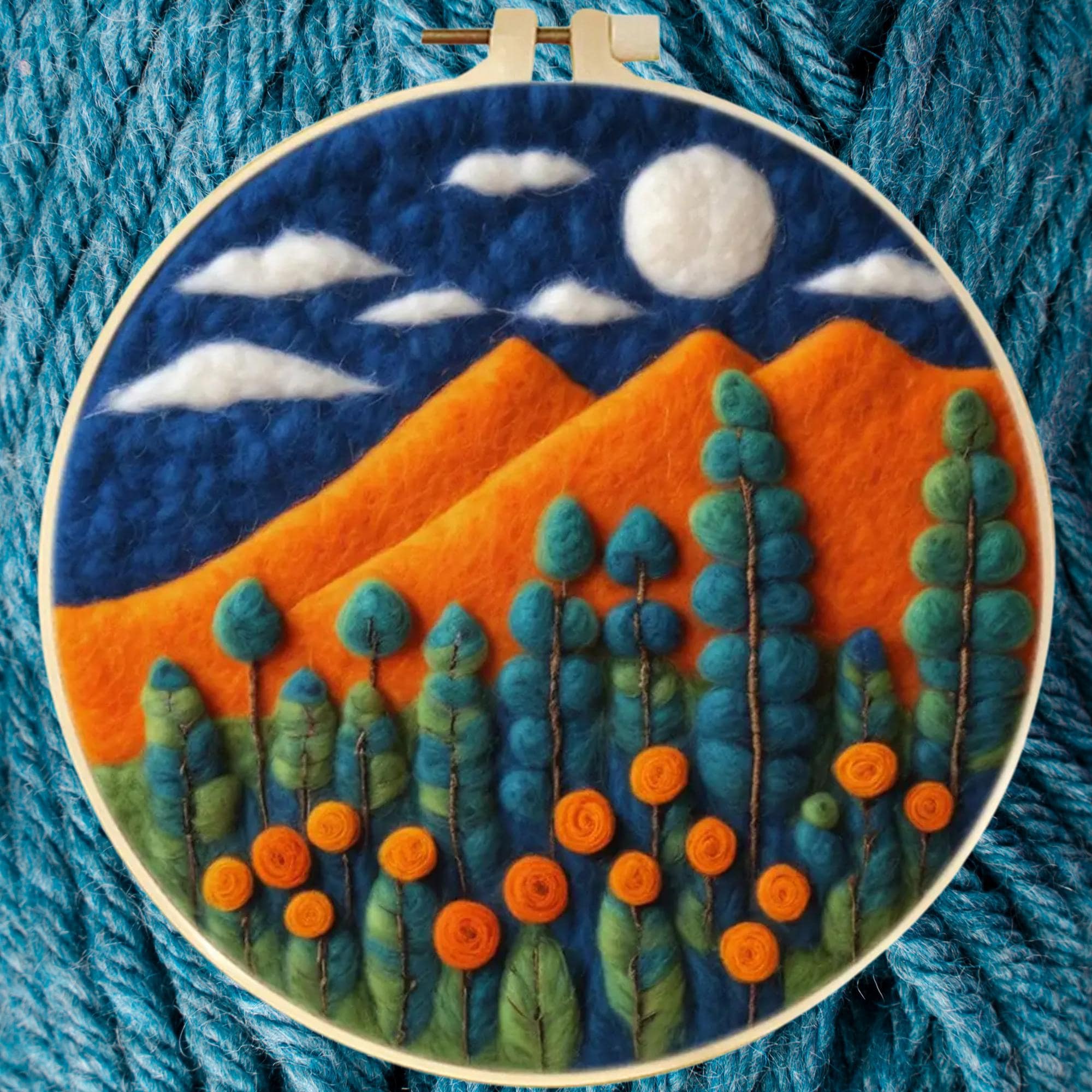 DIY Needle Felting Kit Beginner Craft Kits for Adults. Crafting Boho Set Mountains View. DIY Starter Kit - Gift for Crafters. Wool felting.